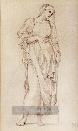 Studie eines Stehende weibliche Figur Holding A Staff Präraffaeliten Sir Edward Burne Jones Ölgemälde